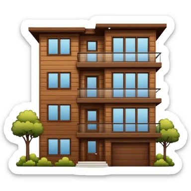 Make me a modern house with two floors, with big windows and brown wood panel on the outside sticker