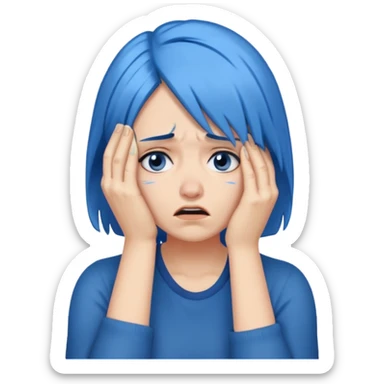 Facepalm woman with blue hair sticker