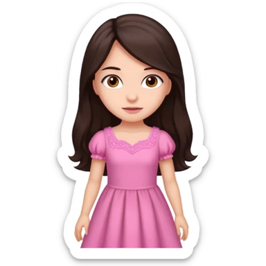 Azzyland dark brown long hair, brown eyes, pink dress sticker
