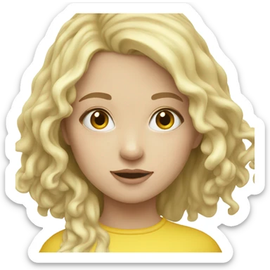 White skinned Girl standing in yellow puddle sticker