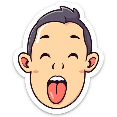 Man with tongue out sticker