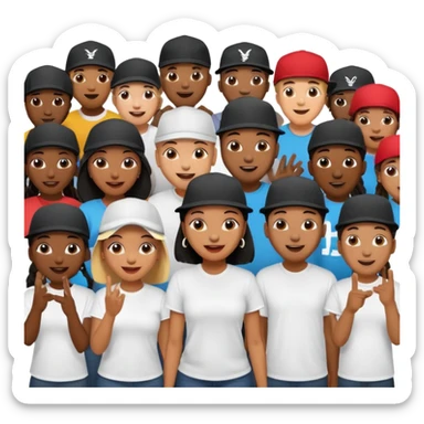 African American crowd of fans men and women at a rap concert sticker