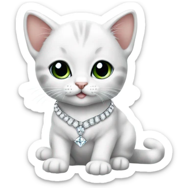 baby cat wearing diamond jewelry sticker