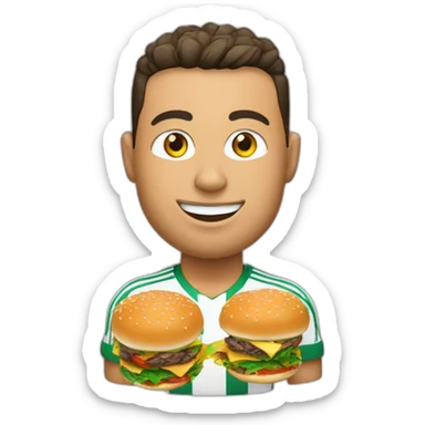 ronaldo avec une médaille mangeant un hamburger sticker