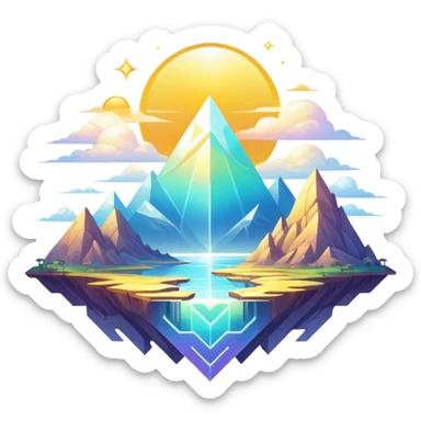 Epic complex detailed iridescent gradients white golden bright light solarpunk sunny aesthetic-scenery sticker