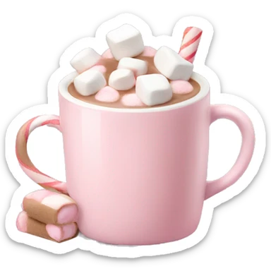 Light Pink mug of hot chocolate with marshmallows  sticker