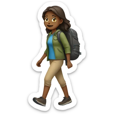 Girl walking down a mountain sticker