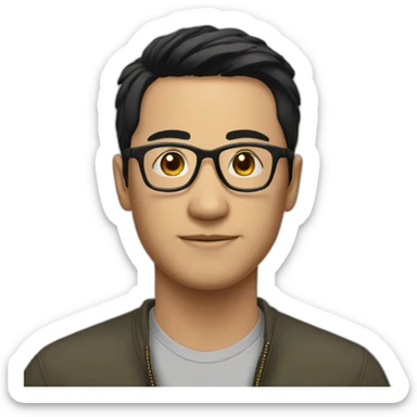 man-glasses-shortblackhair-kind-Chinese-Squint-smile sticker