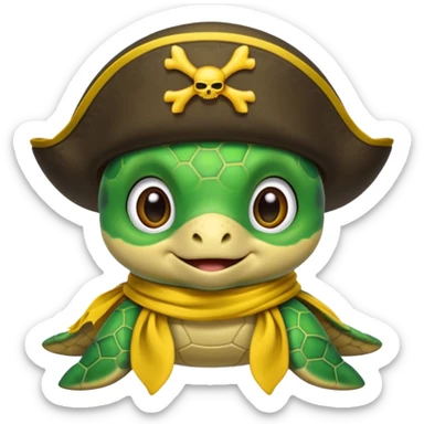 cute sea turtle wearing a yellow pirate scarf sticker