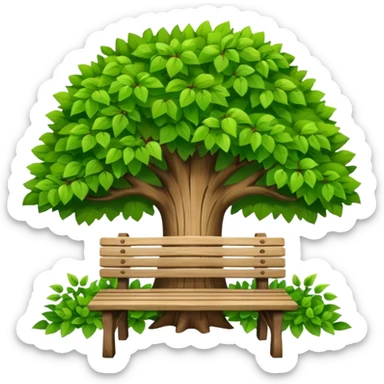 Bench facing at the front with a tree sticker