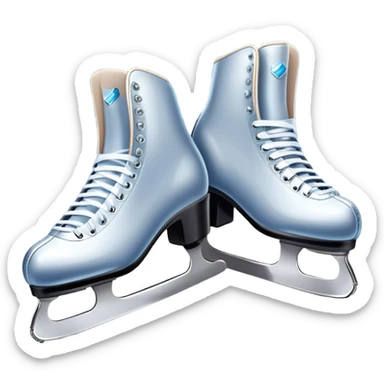 An icon featuring a pair of elegant figure skates standing on the smooth ice of a rink, with sparkling ice beneath them. The background shows a grand ice arena with bright lights and empty stands, highlighting the beauty and grace of figure skating. Transparent background. sticker