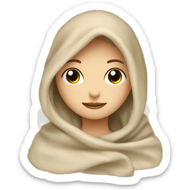 Beige clean girl folded plaid blanket  sticker