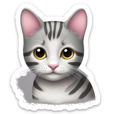 Gatto con le righe grigie e naso rosa a pelo corto e gatto grigio scuro con pelo lungo sticker