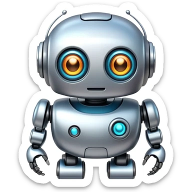 cute robot with rounded features sticker