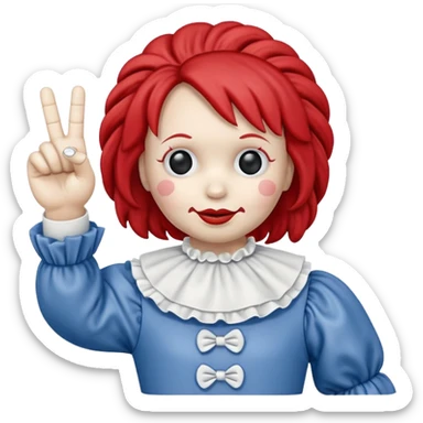 raggedy ann doll flipping off with middle finger creepy  sticker