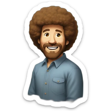 Bob ross painting picture sticker