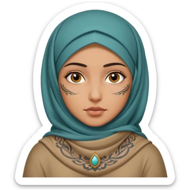 arab ancient GIRL with tatooed and hijab  sticker
