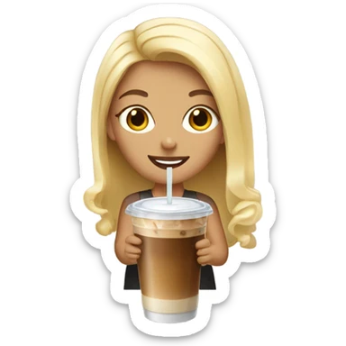 Blonde girl iced coffee sticker