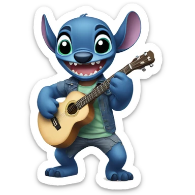 Stitch playing guitare  sticker