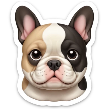 A chubby French Bulldog in black with a big white Spot on his neck in Front  sticker