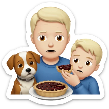 Sad man eats a pie. While i throw his dog at berlin sticker