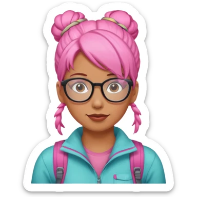 climber woman with pink bun hair and glassess sticker