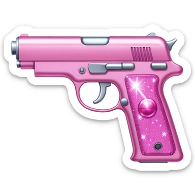 Pink glitter gun sticker