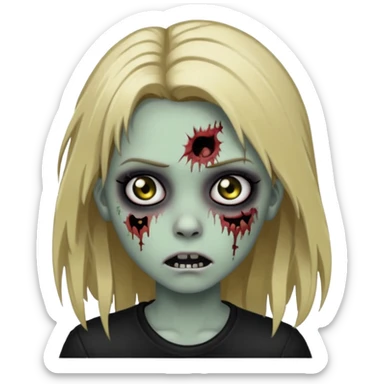 girl zombie with long dark blonde hair black eyes emo sticker