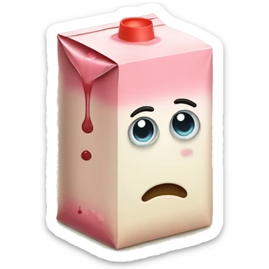Juice box with sad sticker