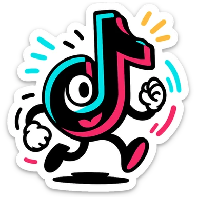 animated TikTok logo, vibrant colors, dynamic motion, modern style sticker