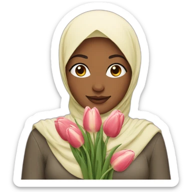 Hijabi girl with tulips sticker