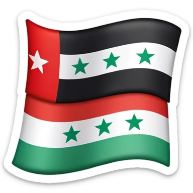 Syrian flagg butt green on the topp and white in the middle with 3 red stars and black on the last part sticker
