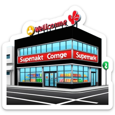 create a supermarket shop front, that looks like a wellcome store sticker