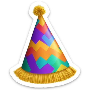 Colorful party hat with colorful tassel on top sticker