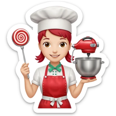 Mixer + peppermint apron, Candy Chef. sticker
