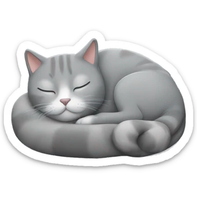 grey cat sleeping sticker