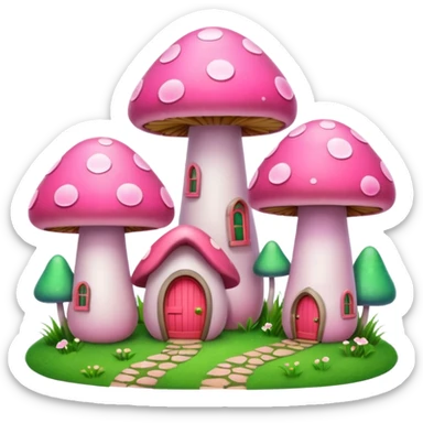 pink mushroom houses sticker