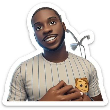 smiling boy in striped shirt sticker