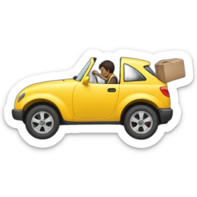 a person pushing a car sticker