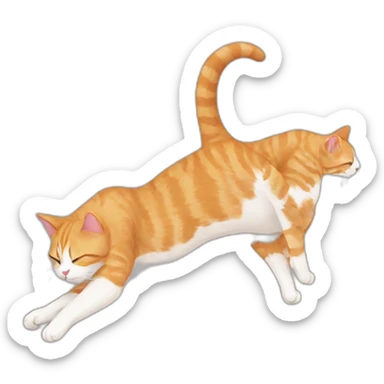 ginger cat stretching sticker