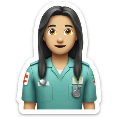Asian paramedic with long hair sticker