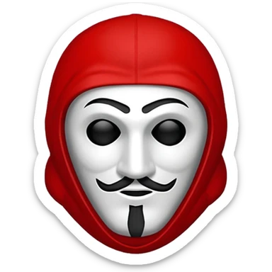 Emoji de la película La casa de papel máscara y la ropa rojo y la máscara color crema  realista  sticker