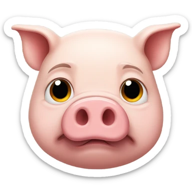 Pig with a frowny face  sticker