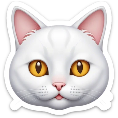 funny cat of white color sticker