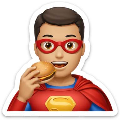 superhero eating hamburger sticker