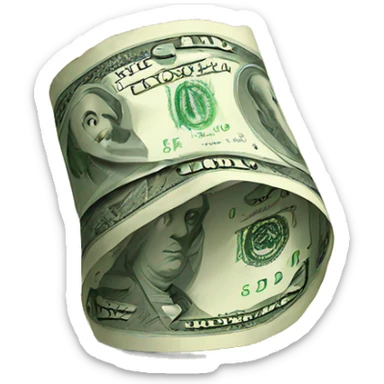 Rolled up dollar bill sticker