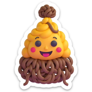 poo emoji with braids sticker