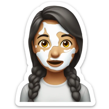 A girl with yogurt on her face sticker