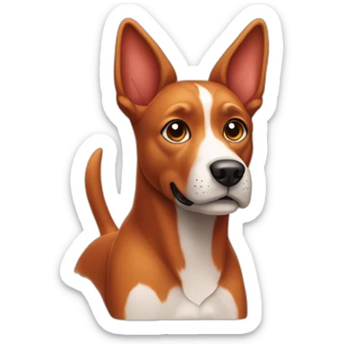 red dog with straight ears and white paws sticker