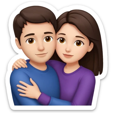 Brunette couple hugging sticker